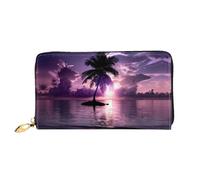 PHAYAH Coconut Tree In The Lake Pattern Women'S Wallet Long Clutch Zip Around Travel Leather Purse Large Capacity Credit Card Holder