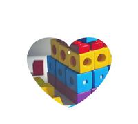 Phayah Colorful Building Blocks Pattern Lavender Scent Car Aroma Heart Shape Hanging Fragrance Tablet Car Interior Fragrance Freshener 4p