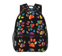 PHAYAH Colorful Dog Paw Pattern Casual Shoulders Classical Basic Travel Backpack Travel And Outdoor Activities Resistant