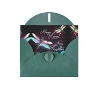 PHAYAH Colorful Dragonfly Pattern Blank Greeting Cards With Envelopes 4" X 6" Thank You Cards For Christmas Holiday Birthday Graduation Anniversary Dark Green