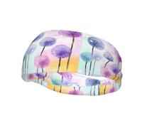 PHAYAH Colorful flowers purple butterfly pattern Sports headband suitable for running yoga basketball elastic moisture band