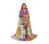 PHAYAH Colorful Jigsaw Puzzles Pattern Adult Hooded Cloak For Masquerade Cosplay Halloween Witch Cloak Christmas Party Robe S