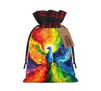 PHAYAH Colorful Phoenix In The Sky Christmas Gift Bag Drawstring Gift Bag For Birthdays, Anniversaries And Parties, Candy And Storage Bags