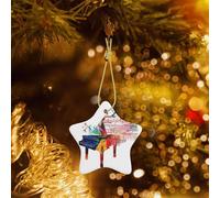 Phayah Colorful Piano Keyboard Music Pattern Ceramic Star-Shaped Christmas Tree Ornaments, Family New Year Home Souvenirs For Gatherings