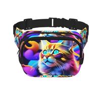 Phayah Colorful Psychedelic Cat Pattern Fanny Waist Packs For Men Women, Waist Bag Hip Pack For Travel Hiking Running Outdoor Sports