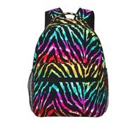 PHAYAH Colorful Rainbow Zebra Pattern Casual Shoulders Classical Basic Travel Backpack Travel And Outdoor Activities Resistant