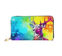 PHAYAH Colorful Sika Deer Pattern Women'S Wallet Long Clutch Zip Around Travel Leather Purse Large Capacity Credit Card Holder