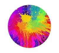 PHAYAH Colorful Splash Pattern Round Mouse Pad Waterproof Non-Slip Rubber Base Desktop Protection Mat Diameter 7.9 Inches