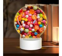 PHAYAH Confections Pattern Night Light Round Led Ligh Base with USB Cable Adjustable 3 Colors for Adults Child Room Bedroom