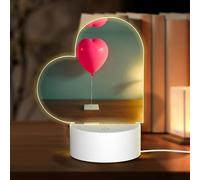 PHAYAH Confession Balloon Pattern Heart Shape Decorative Night Lights with USB Plug in Table Lamp with 3 Light Modes Adjustable for Bedroom Living Room Cafe