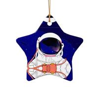 Phayah Cool Man In Outer Space Galaxy Pattern Ceramic Star Shape Christmas Tree Ornaments, Family New Year Home Souvenirs For Gatherings