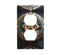 Phayah Cool Steampunk Gears Pattern Duplex Receptacle Outlet Wall Plate Standard Size Polycarbonate Thermoplastic Dual Plug Covers