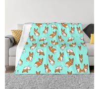 PHAYAH Corgi Cute Dog Pattern Flannel Blanket 50"X40" For Bed, Sofa, Couch, Movie Night, Camping, And Travel Ultra Soft Warm Blanket
