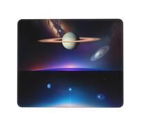Phayah Cosmic Saturn Pattern Mouse Pad Waterproof Surface & Non-Slip Rubber Base with Stitched Edges Gaming Mouse Mat for Laptop 7 X 8.6 in