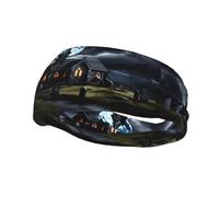 Phayah Cottage In The Cemetery Pattern Headbands Women Men Sweatband Sports Headband For Running, Cycling, Yoga Gym, Working Out