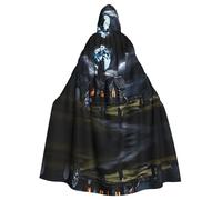 PHAYAH Cottage In The Cemetery Pattern Hooded Poncho Unisex Christmas Hoodie For Cosplay Halloween Costume Party Masquerade