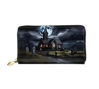 PHAYAH Cottage In The Cemetery Pattern Women'S Wallet Long Clutch Zip Around Travel Leather Purse Large Capacity Credit Card Holder