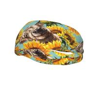PHAYAH Cow with Sunflowers in Blue pattern Sports headband suitable for running yoga basketball elastic moisture band