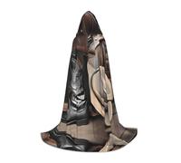 PHAYAH Cowboy Black Hat Western Boots Pattern Hooded Poncho Unisex Christmas Hoodie For Cosplay Halloween Costume Party Masquerade S
