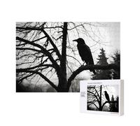 Phayah Crow On Branch Jigsaw Puzzles For Adults 300 Pieces.Home Decor Birthday Party For Men Women 15.7 X 11"