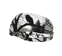 Phayah Crow On Branch Pattern Women Men Athletic Sweatbands Hair Bands For Yoga Running Moisture Elastic Sweat Wicking Head Band