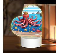 PHAYAH Crowned Octopus King Pattern Heart Shape Acrylic Night Light Adult Baby Room Light White Light Warm Light Warm White Light