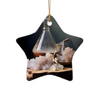Phayah Crystal Sugar Pattern Christmas Tree Decoration Star Shape Ceramics Ornaments Suitable For New Year Home For Gatherings