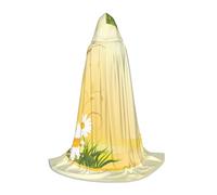 PHAYAH Curving Chamomile Flowers Flying Butterflies Pattern Hooded Poncho Unisex Christmas Hoodie For Cosplay Halloween Costume Party Masquerade L