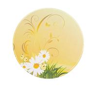 PHAYAH Curving Chamomile Flowers Flying Butterflies Pattern Round Mouse Pad For Desk Wireless Mouse Laptop Gaming Computer Travel Work Office Supplies 7.9 X 7.9 In