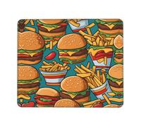 PHAYAH Cute Burger Fries Pattern Mouse Pads, Portable Wireless Mouse Pad, Non-Slip Rubber Base Laptop Mousepad Smooth Surface for Office & Travel 7.9 X 9.5 in