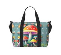 Phayah Cute Colored Mushrooms Travel Duffel Bag,Sports Tote Gym Bag,Shoulder Weekender Overnight Bag For Women, Black, One Size, Black, One Size