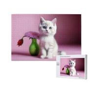 Phayah Cute Creamy Pussycat Puzzles 1000 Piece For Jigsaw Puzzle Wooden Puzzle Forfamily Friend Home Decor Wall Art 29.5 X 19.7 In