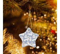 Phayah Cute Dachshund Pattern Ceramic Star Xmas Tree Ornament New Year Home Souvenirs For Gatherings Christmas Tree Hanging