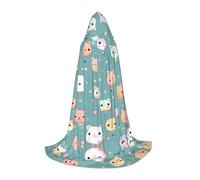 PHAYAH Cute Fox Pattern Halloween Adult Hooded Robe Cape, Women'S Men'S Halloween Dress Up Party Cosplay Costumes Large