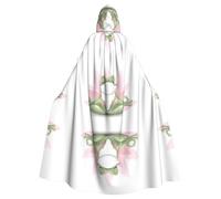 PHAYAH Cute Funny Frog Doing Yoga Pattern Adult Hooded Cloak For Masquerade Cosplay Halloween Witch Cloak Christmas Party Robe