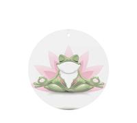 Phayah Cute Funny Frog Doing Yoga Pattern Lavender Scent Car Air Freshener Round Shape Card Hanging Hanging Scented Card 4 Pcs For Cars Closet Shoe