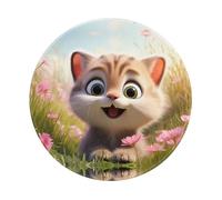 PHAYAH Cute Kitten Pattern Round Gaming Mouse Pad Non-Slip Rubber Base Mouse Mat With Stitched Edge 7.9 X 7.9 In For Laptop Computer