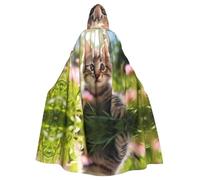 PHAYAH Cute Kitty. Pattern Hooded Cloak Cape Witch Halloween Costumes For Cosplay Costume Masquerade Women Men Robe