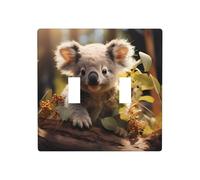 Phayah Cute Koala Plant Pattern Light Switch Cover Decorative Double Toggle Wall Plate Outlet Cover for Bedroom Living Room 4.5 X 4.5 in