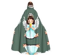 PHAYAH Cute Little Angel Pattern Adult Hooded Cloak For Masquerade Cosplay Halloween Witch Cloak Christmas Party Robe