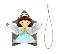Phayah Cute Little Angel Pattern Ceramic Ornament Christmas Holidays Star Shape Shaped Porcelain Christmas Tree Hanging