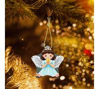 Phayah Cute Little Angel Pattern Ceramic Ornament Christmas Holidays Star Shaped Porcelain Christmas Tree Hanging
