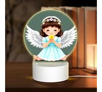 PHAYAH Cute Little Angel Pattern Night Light Round Led Ligh Base with USB Cable Adjustable 3 Colors for Adults Child Room Bedroom