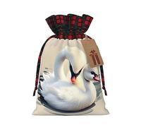 PHAYAH Cute Little Swan Christmas Drawstring Burlap Gift Bag Candy Bag, Storage Bag Suitable For Christmas, Birthday Party