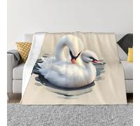 PHAYAH Cute Little Swan Pattern Flannel Blanket Plush Fluffy 40"X30" For Sofa Bed Couch, Movie Night, Camping, And Trave