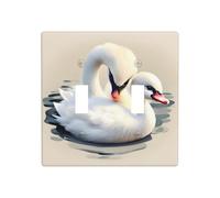 Phayah Cute Little Swan Pattern Light Switch Cover Decorative Double Toggle Wall Plate Outlet Cover for Bedroom Living Room 4.5 X 4.5 in