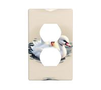 Phayah Cute Little Swan Pattern Outlet Covers Plate Receptacle Duplex Light Switch Cover Plate for Kitchen Bathroom Bedroom Farmhouse Decor