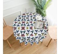 PHAYAH Cute Monster Trucks Pattern Round Decorative Tablecloth 60in, Farmhouse Holiday Party Round Tablecloth Living Room Kitchen Decorations
