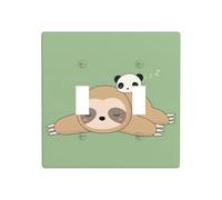 Phayah Cute Panda and Sloth Pattern Wall Plate Outlet Cover Double Toggle Light Switch Cover Size 4.5x4.5 in for Residential and Commercial Areas