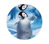 PHAYAH Cute Penguins Baby Taking Pictures Round Non-Slip Rubber Mouse Pad- Durable And Comfortable For Office, Gaming, And Learning 8in1 Pc